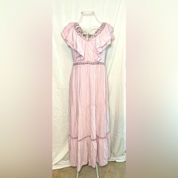 SIMPLEE Ruffle Maxi Dress - Pale Pink - Size Medium - NWT! - Picture 1 of 6